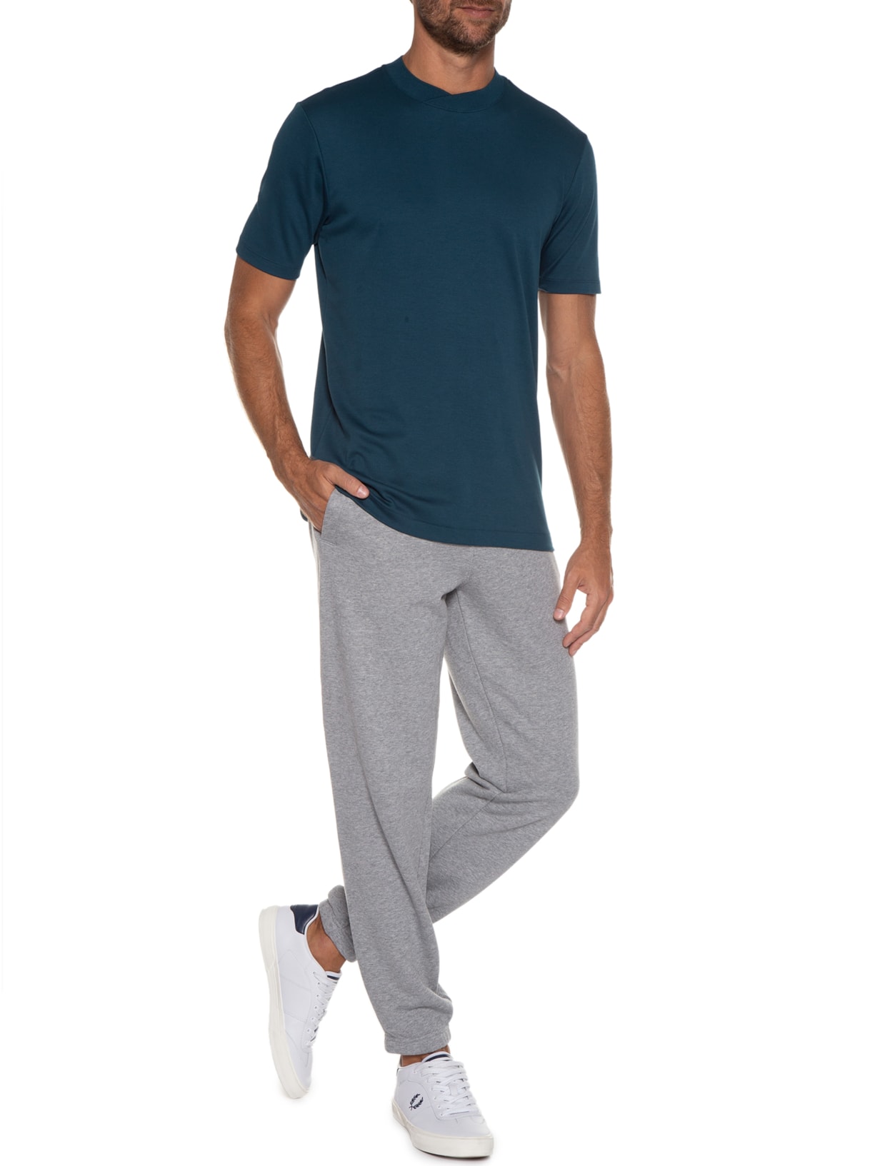 Calça Masculina Moletom Loopback Cinza Fred Perry