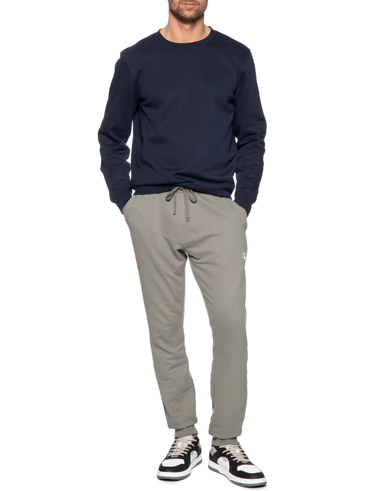 Calvin Klein Jeans Calça Masculina Moletom Re Issue Bege