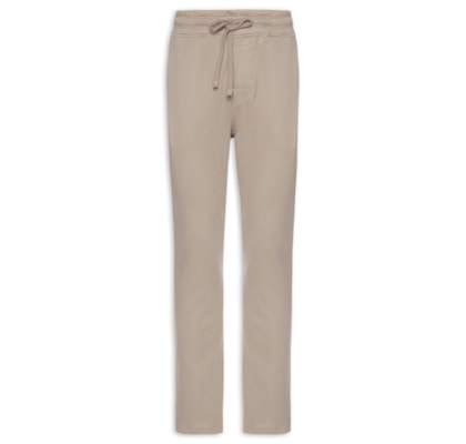 Calça Masculina Moletom Reta Com Bolsos Suedine - Bege