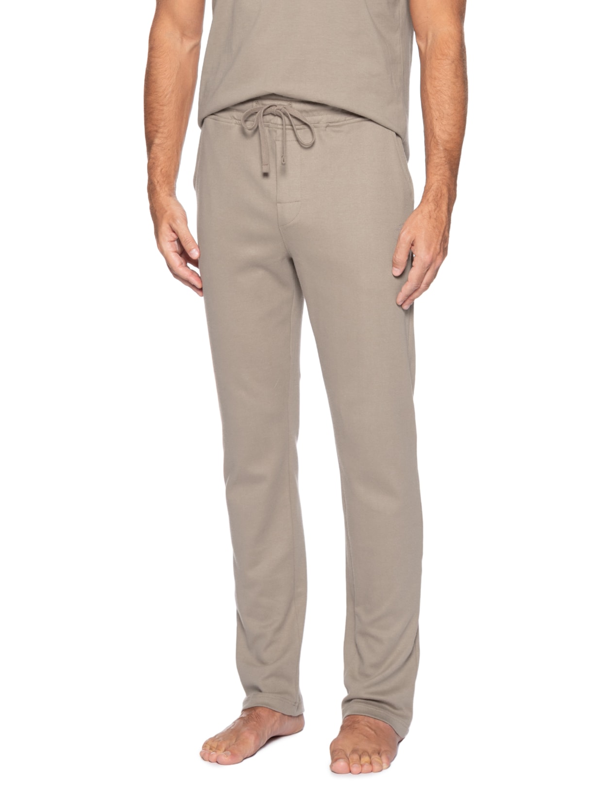 Calça Masculina Moletom Reta Com Bolsos Suedine Bege Calvin Klein Underwear