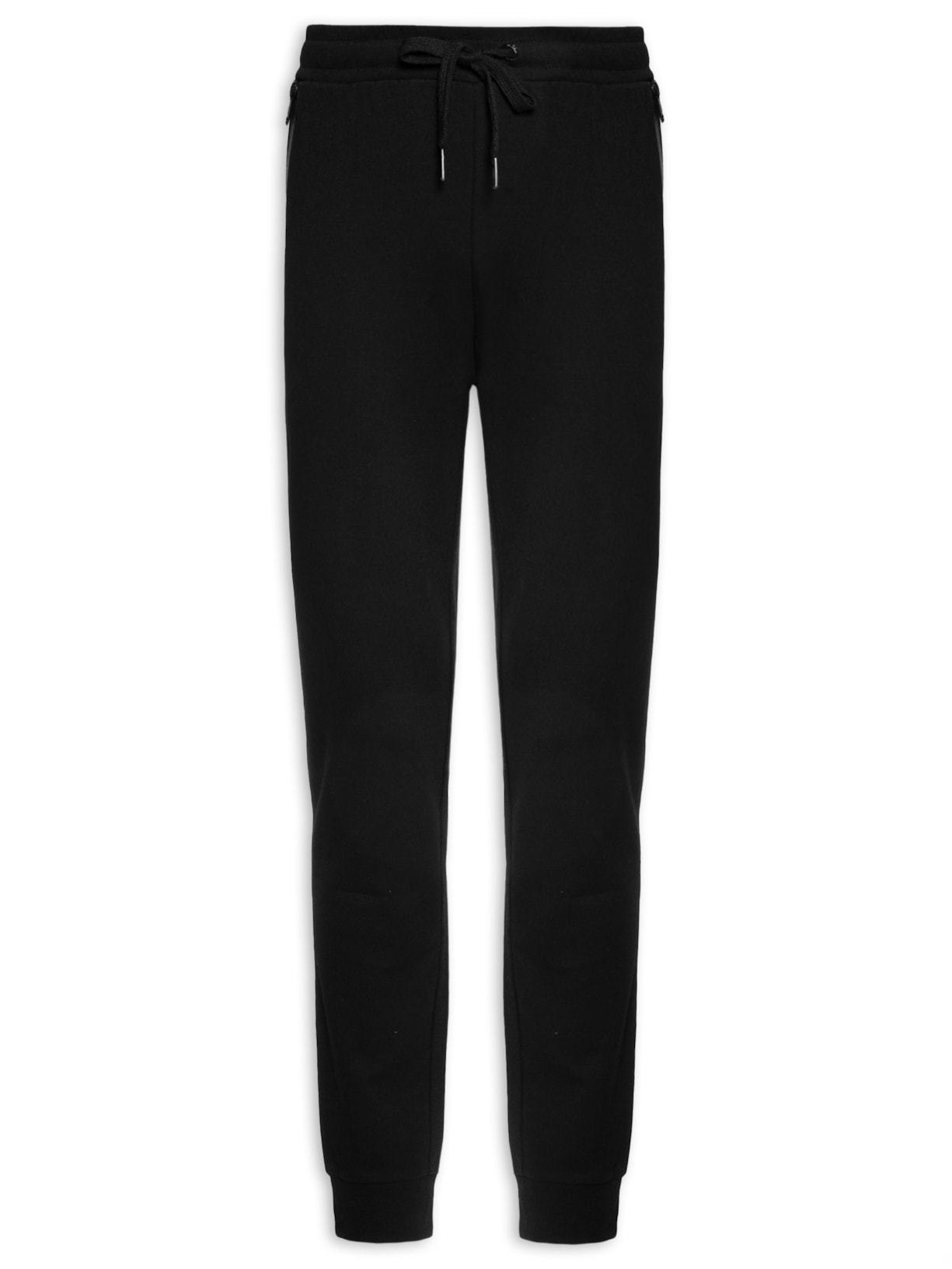 Calça Masculina Moletom Zip - Preto