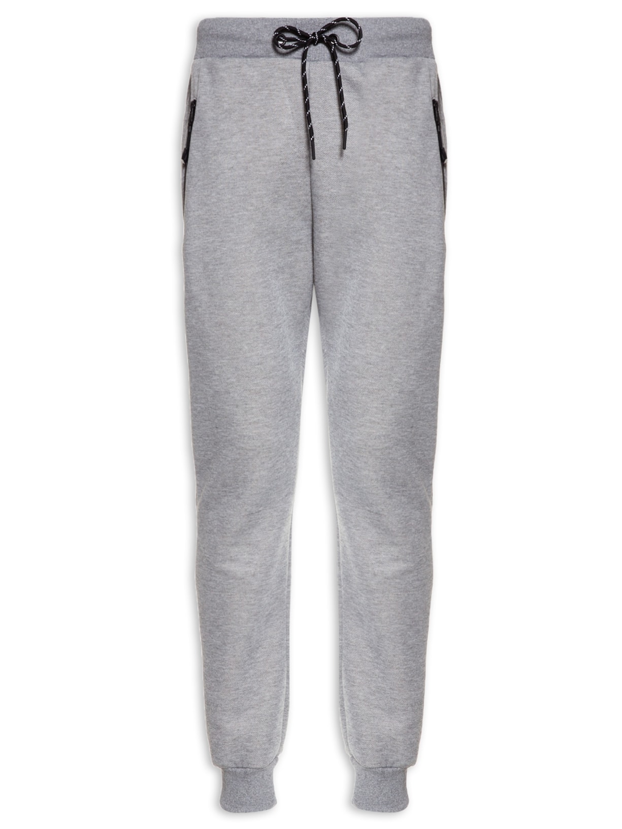 Calça Masculina Moletom Zíper - Cinza