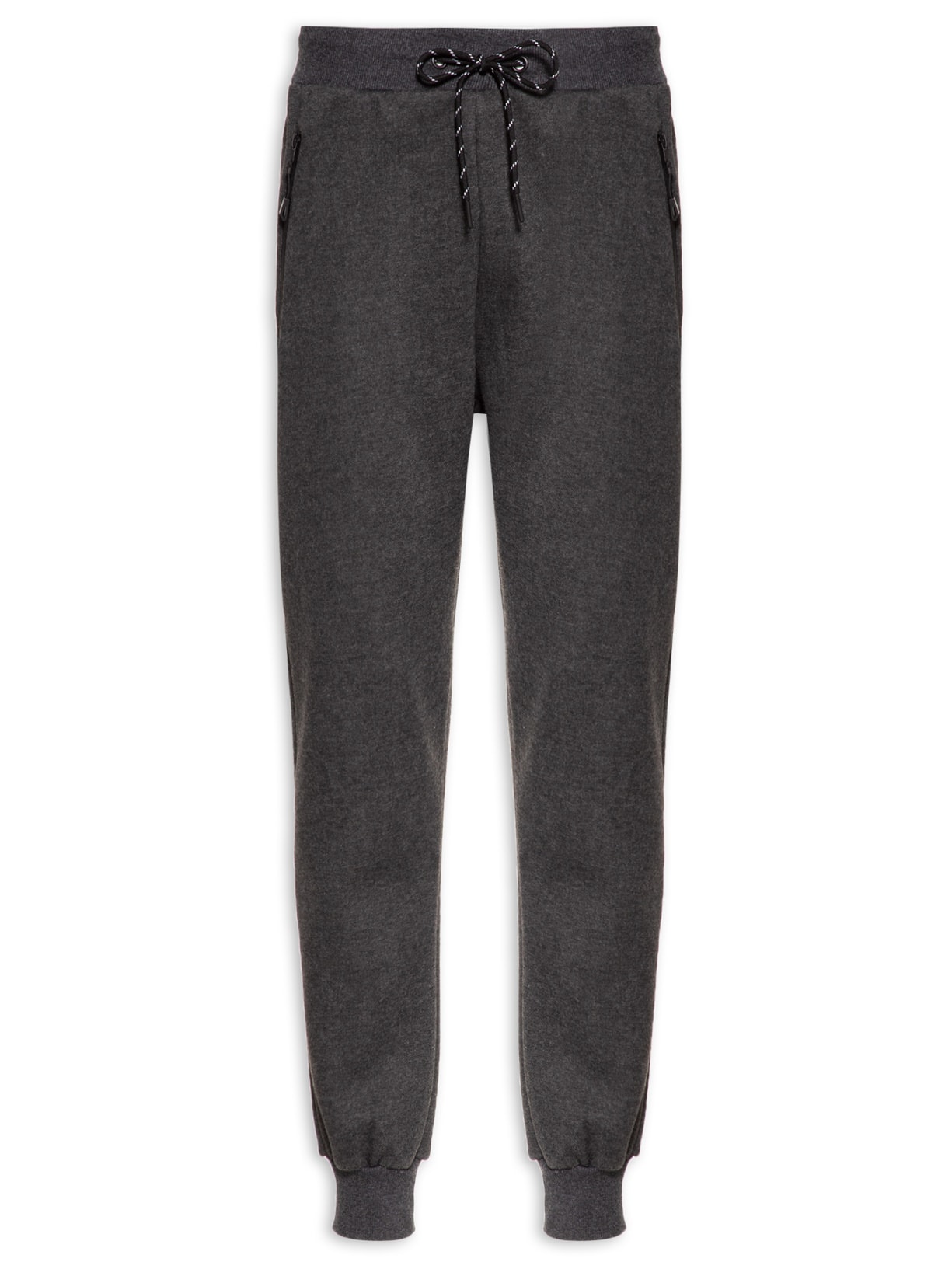 Calça Masculina Moletom Zíper - Cinza