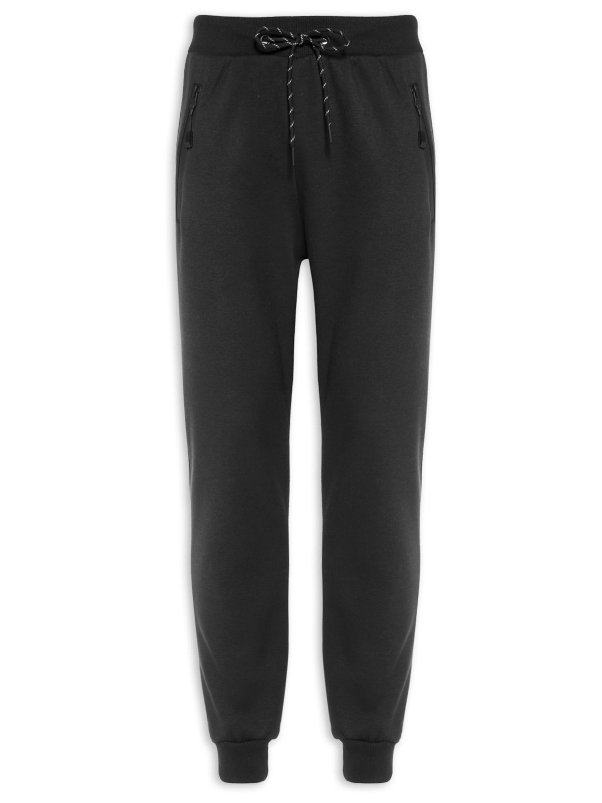 Calça Masculina Moletom Zíper - Preto