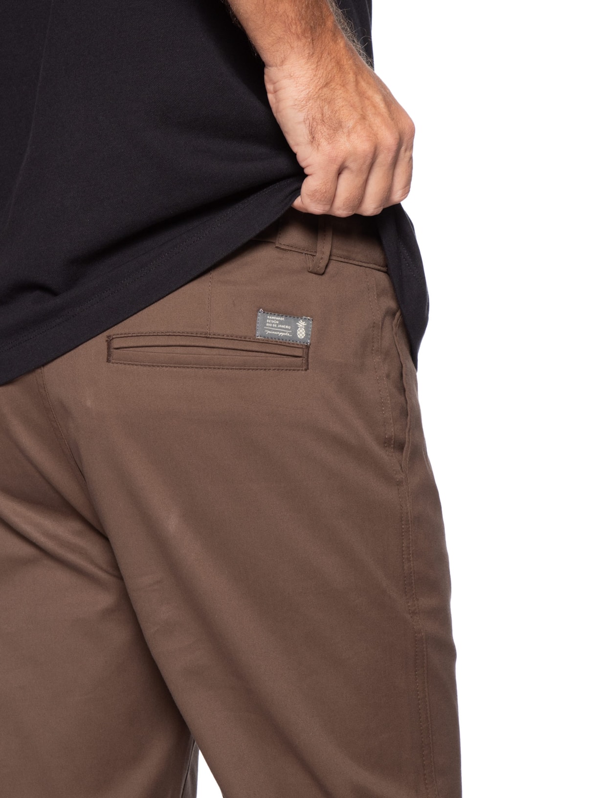 Calça Masculina Moovexx Manhattan Em Algodão Egípcio Marrom Pineapple