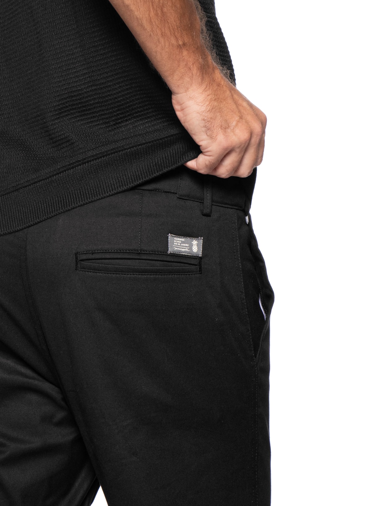 Calça Masculina Moovexx Manhattan Em Algodão Egípcio Preto Pineapple