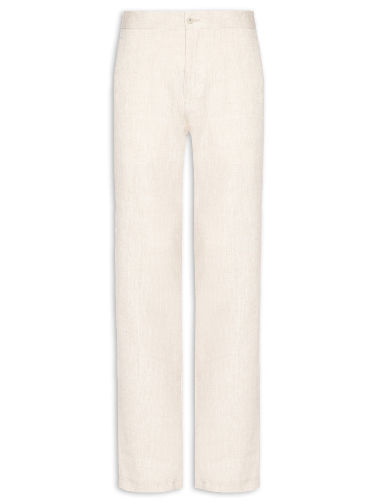 Calça Masculina Puro Linho 1/2 Elástico Bege Paramount Alfaiataria