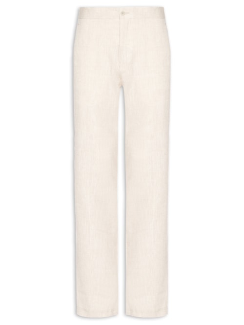 Calça Masculina Puro Linho 1/2 Elástico - Bege