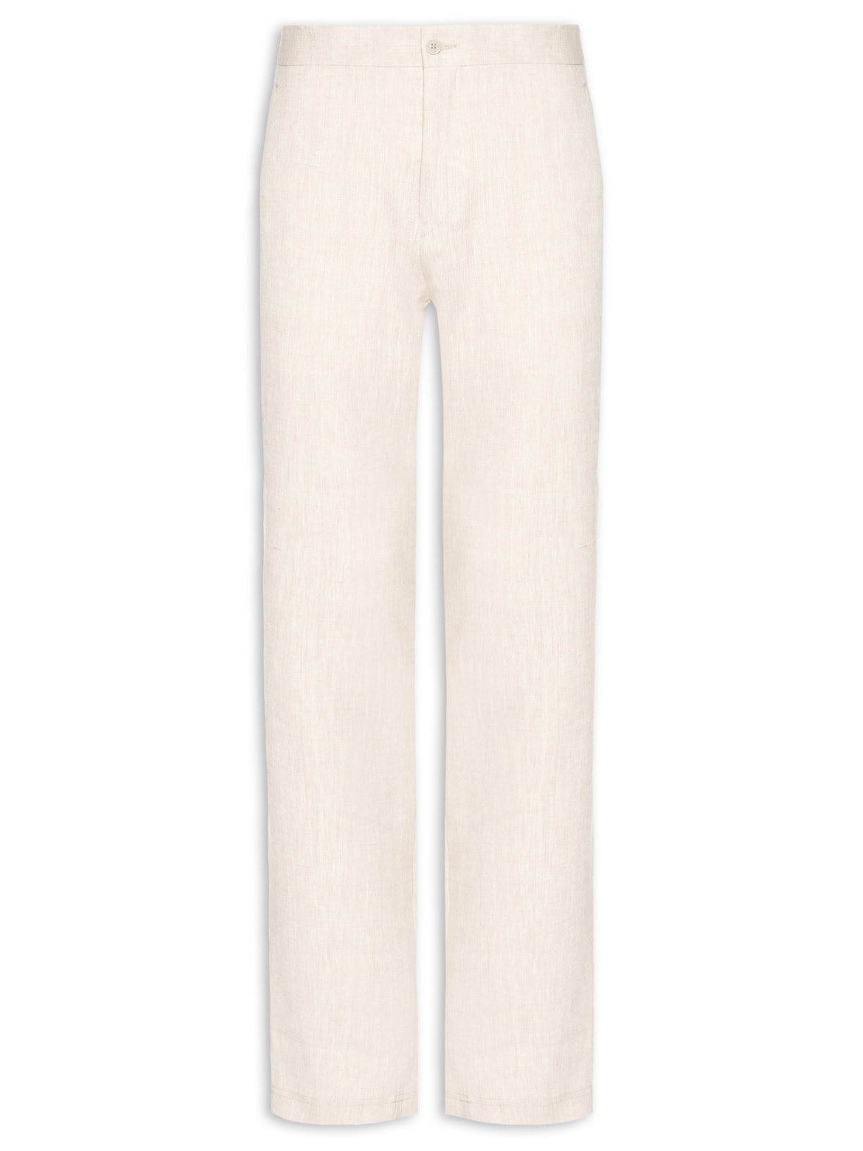 Calça Masculina Puro Linho 1/2 Elástico Bege Paramount Alfaiataria