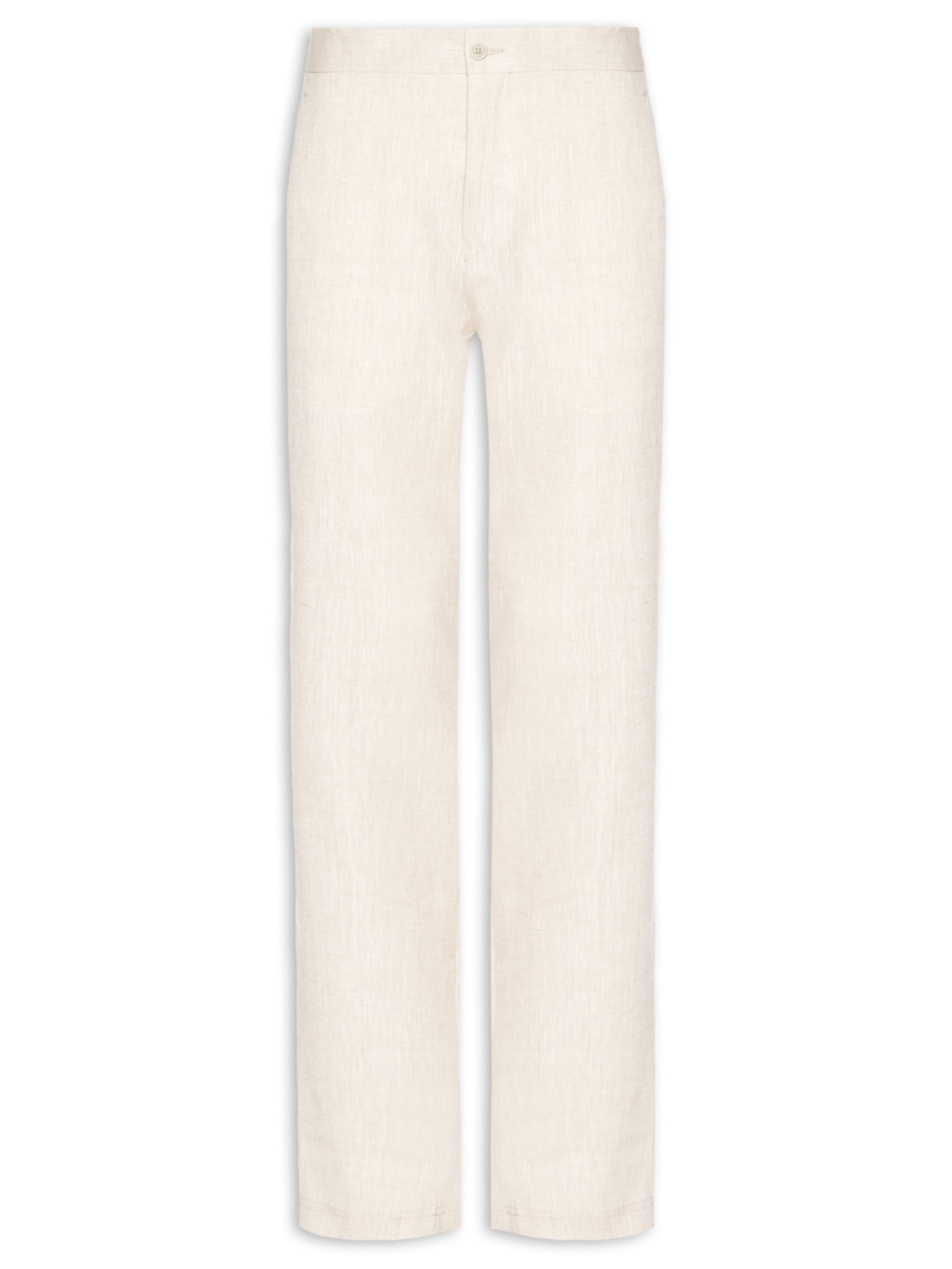 Calça Masculina Puro Linho 1/2 Elástico Bege Paramount Alfaiataria