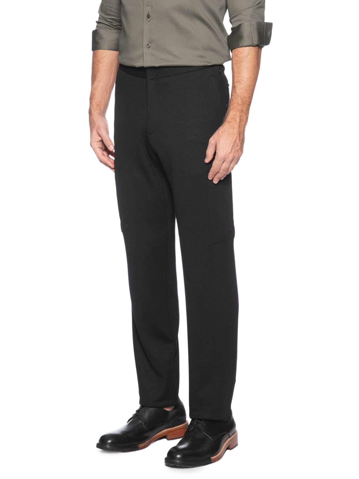 Calça Masculina Recorte Lateral Reta Em Malha Viscose Marrom  Ricardo Almeida