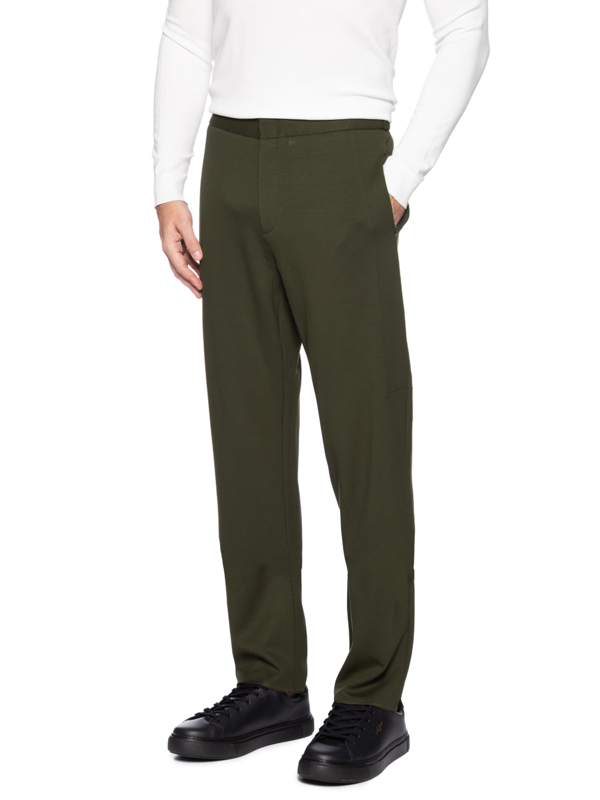 Calça Masculina Recorte Lateral Reta Em Malha Viscose Verde Ricardo Almeida