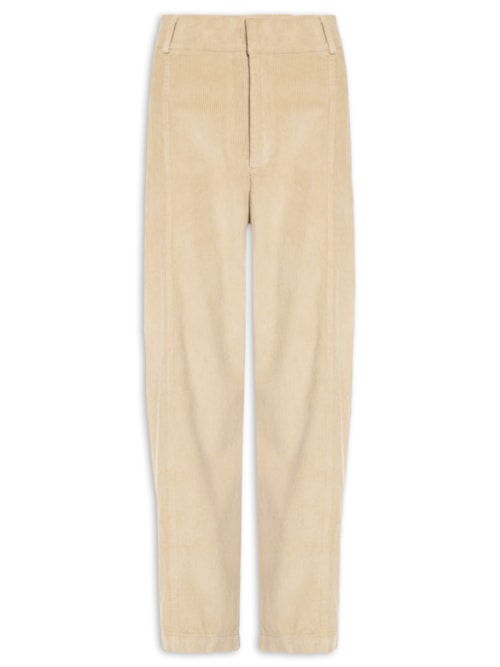 Calça Masculina Recortes Veludo - Bege