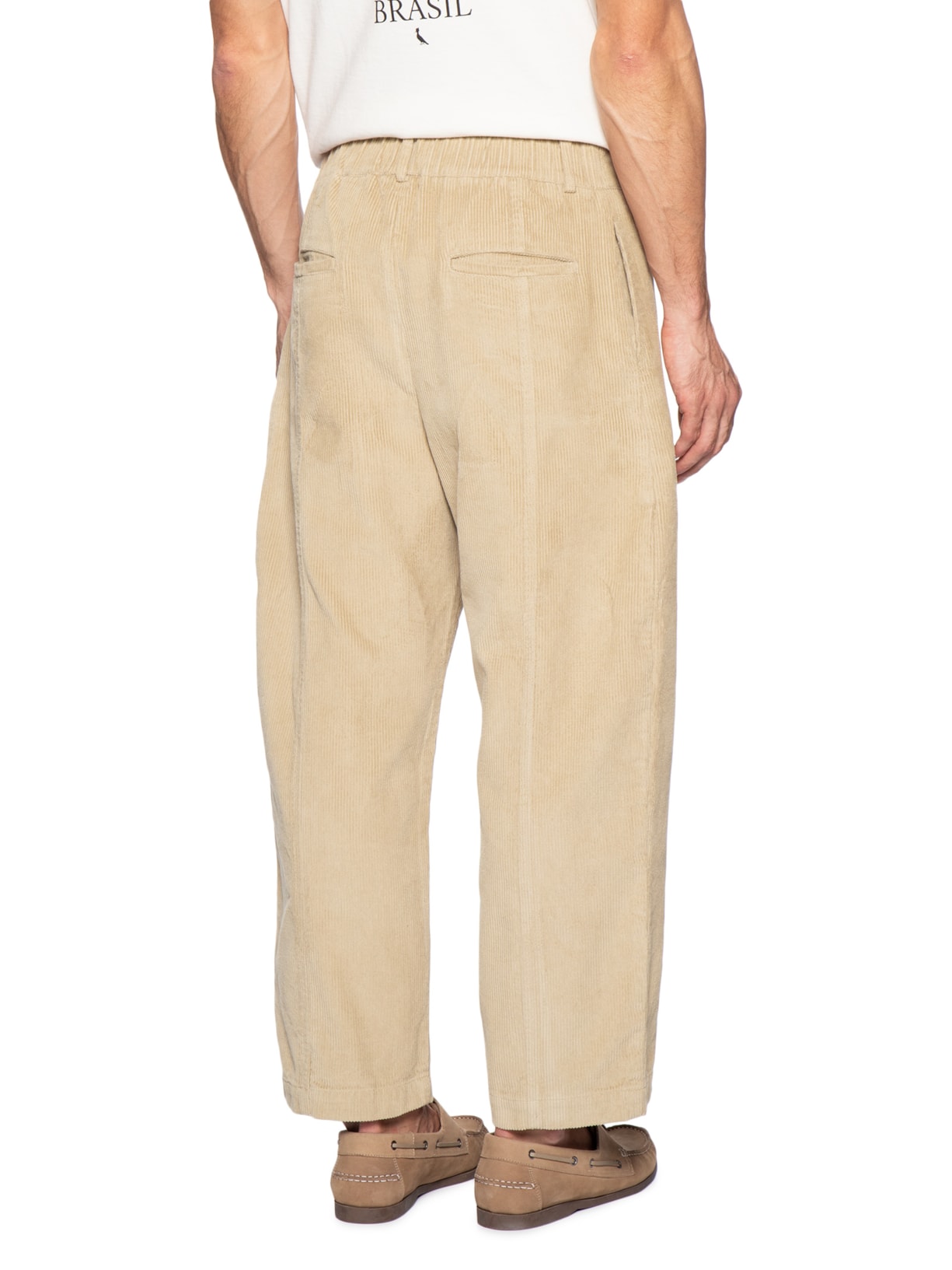 Calça Masculina Recortes Veludo Bege Handred