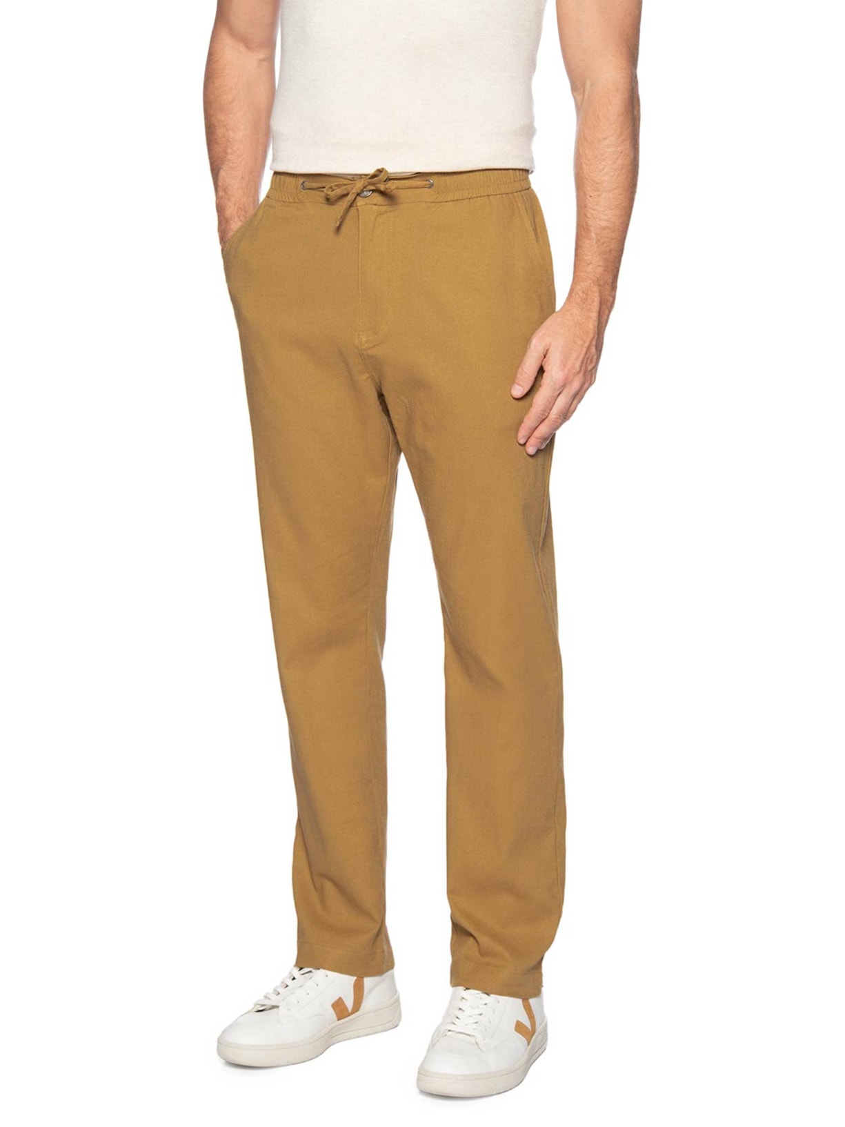 Calça Masculina Relax Rústica Linho Bege Zapalla