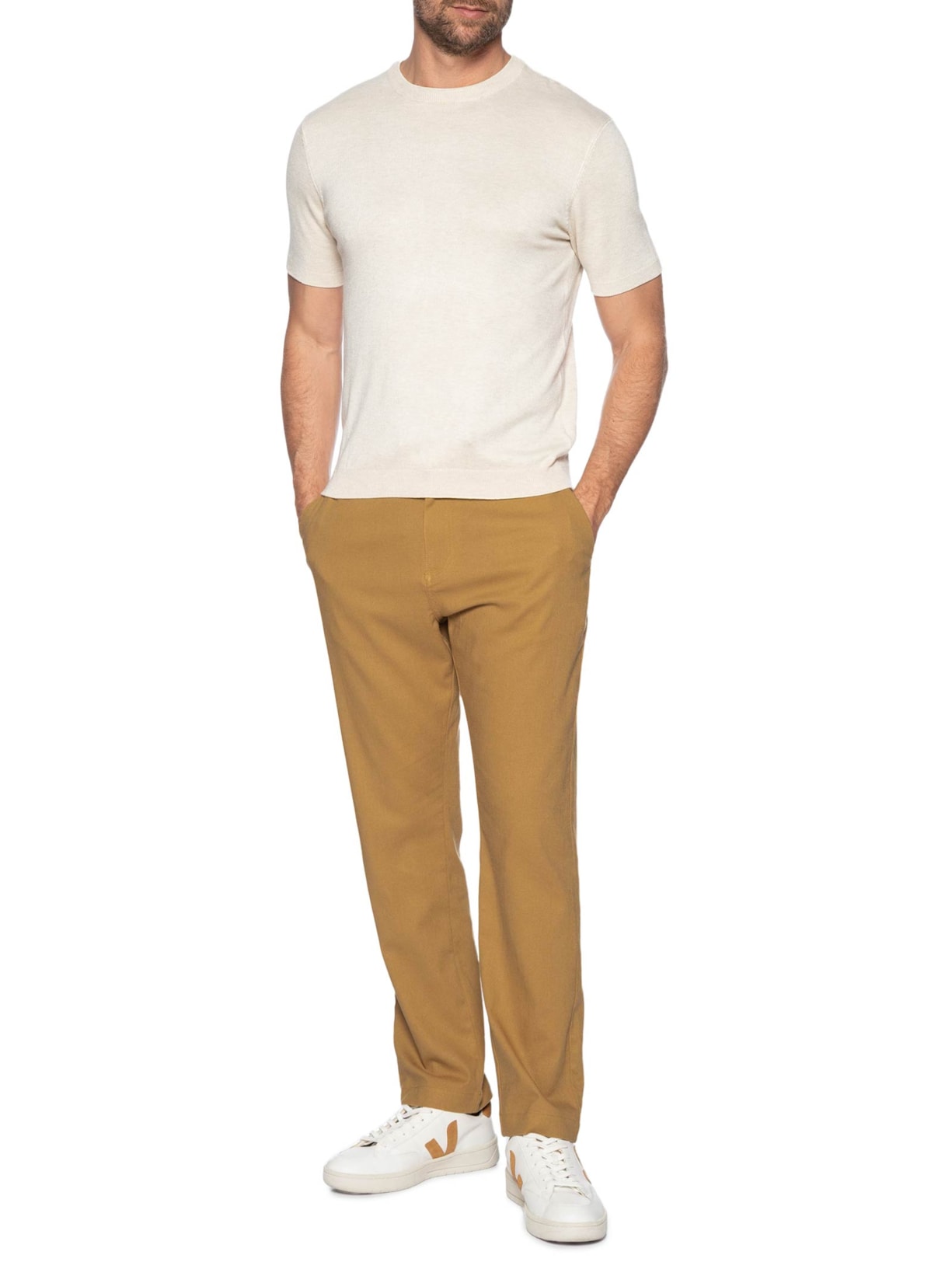 Calça Masculina Relax Rústica Linho Bege Zapalla