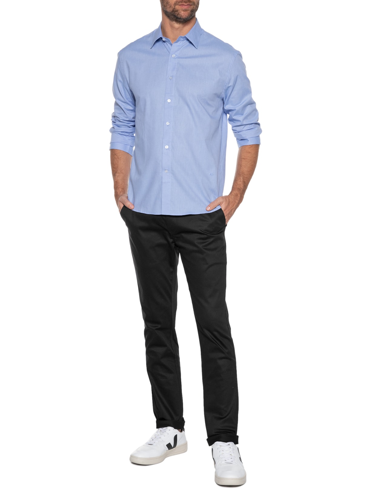 Calça Masculina Reta Bolso Embutido Preto '2 Essential