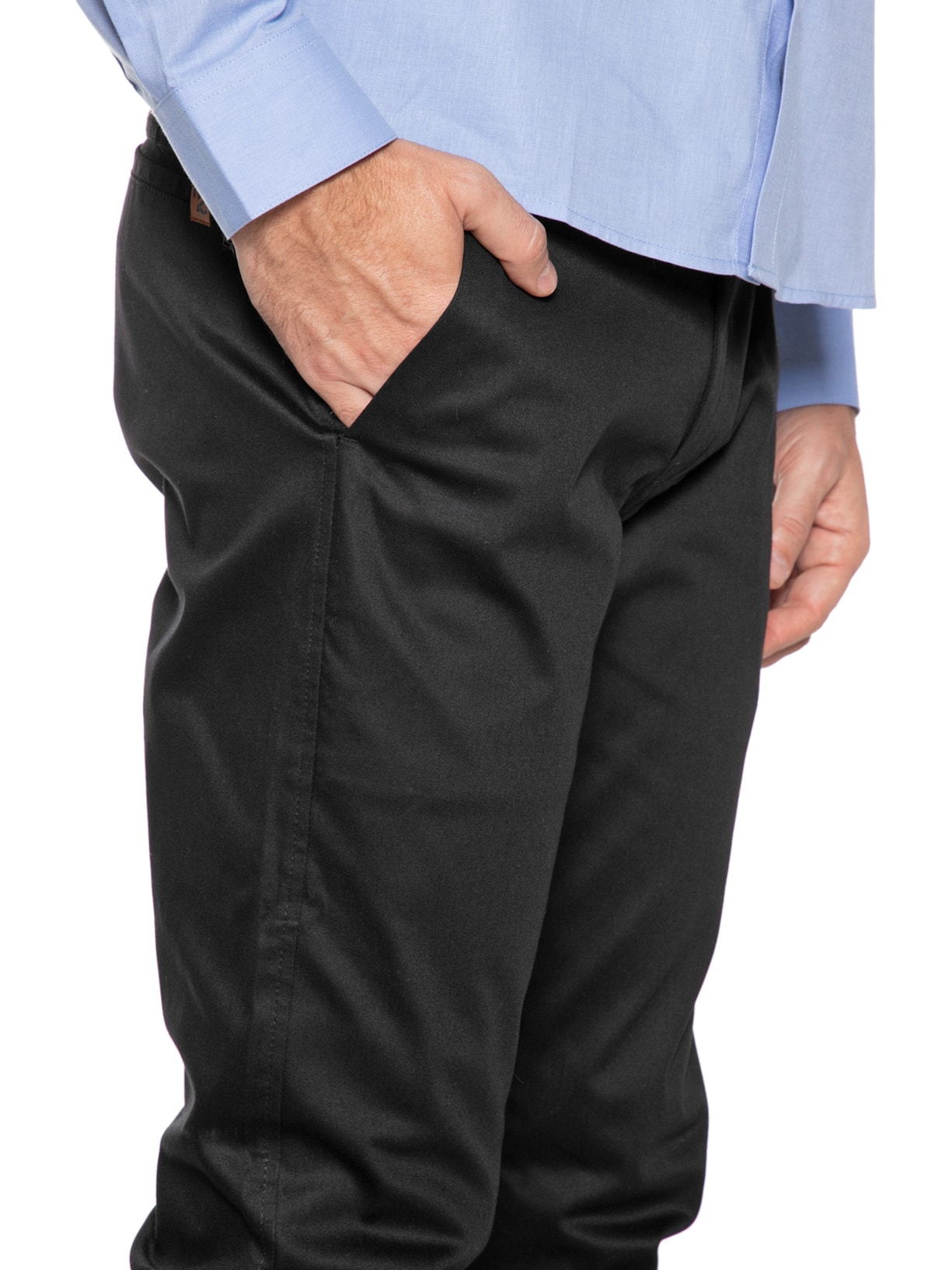 Calça Masculina Reta Bolso Embutido Preto '2 Essential