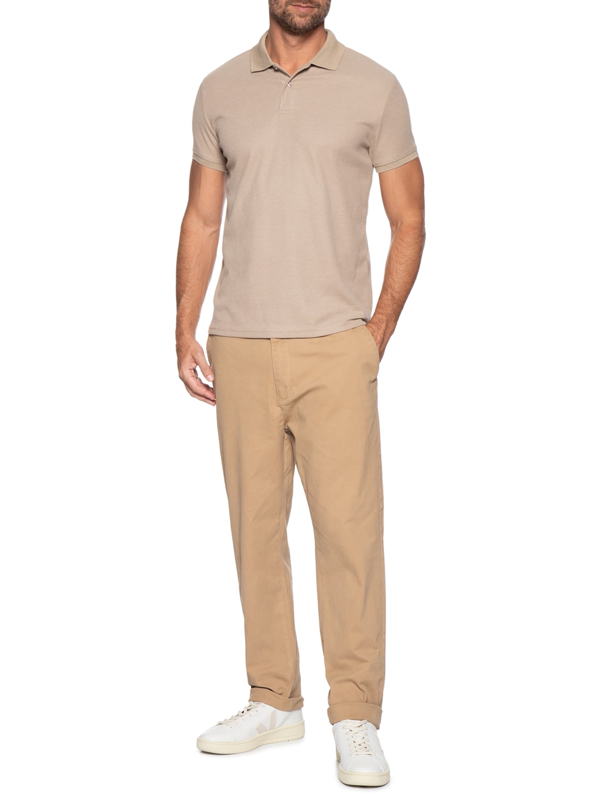 Calça Masculina Reta Chino Bege '2 Essential