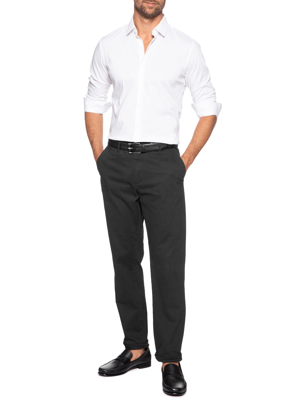 Calça Masculina Reta Chino Cinza '2 Essential