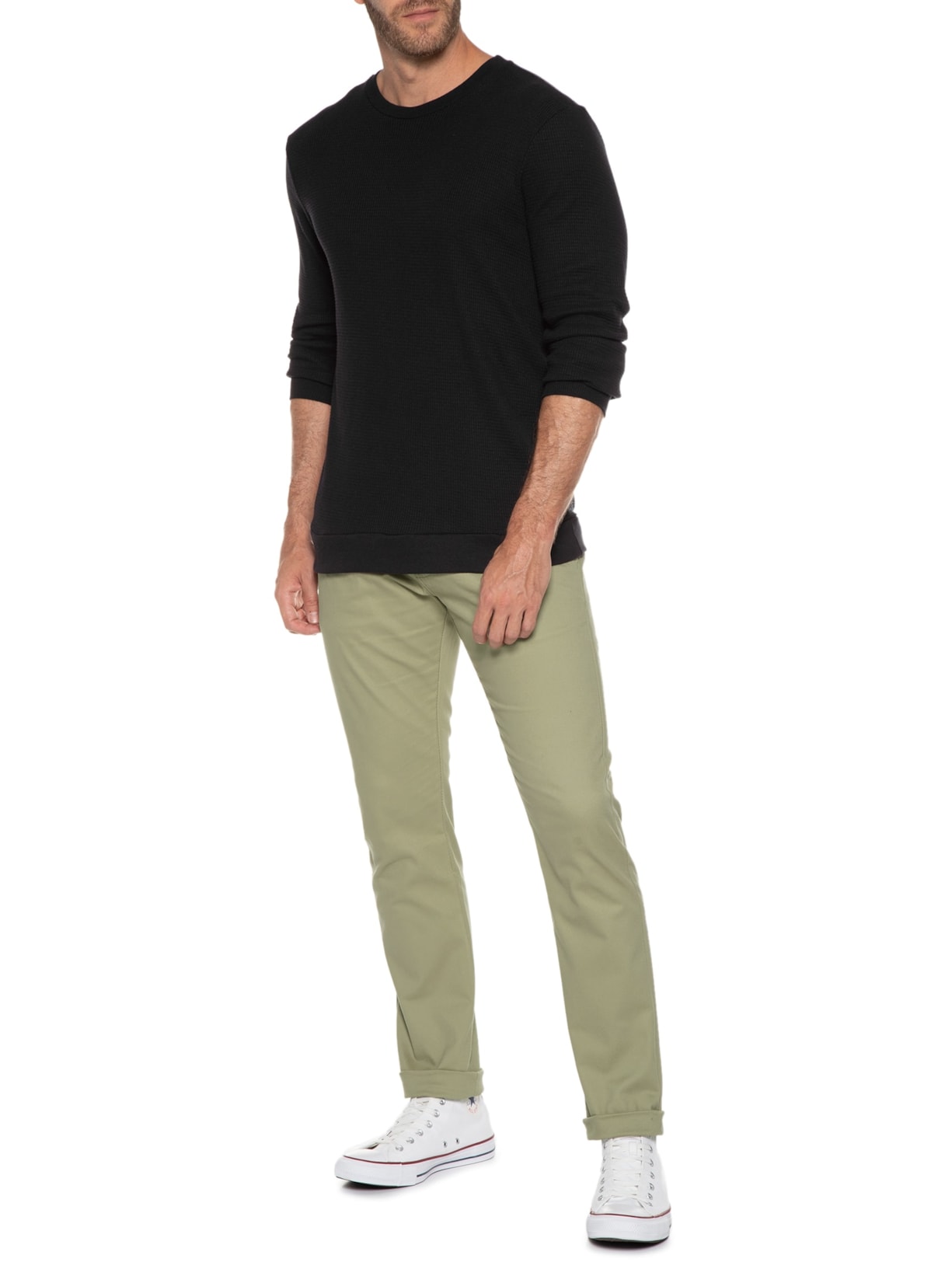 Calça Masculina Reta Color Bege Basiq Men