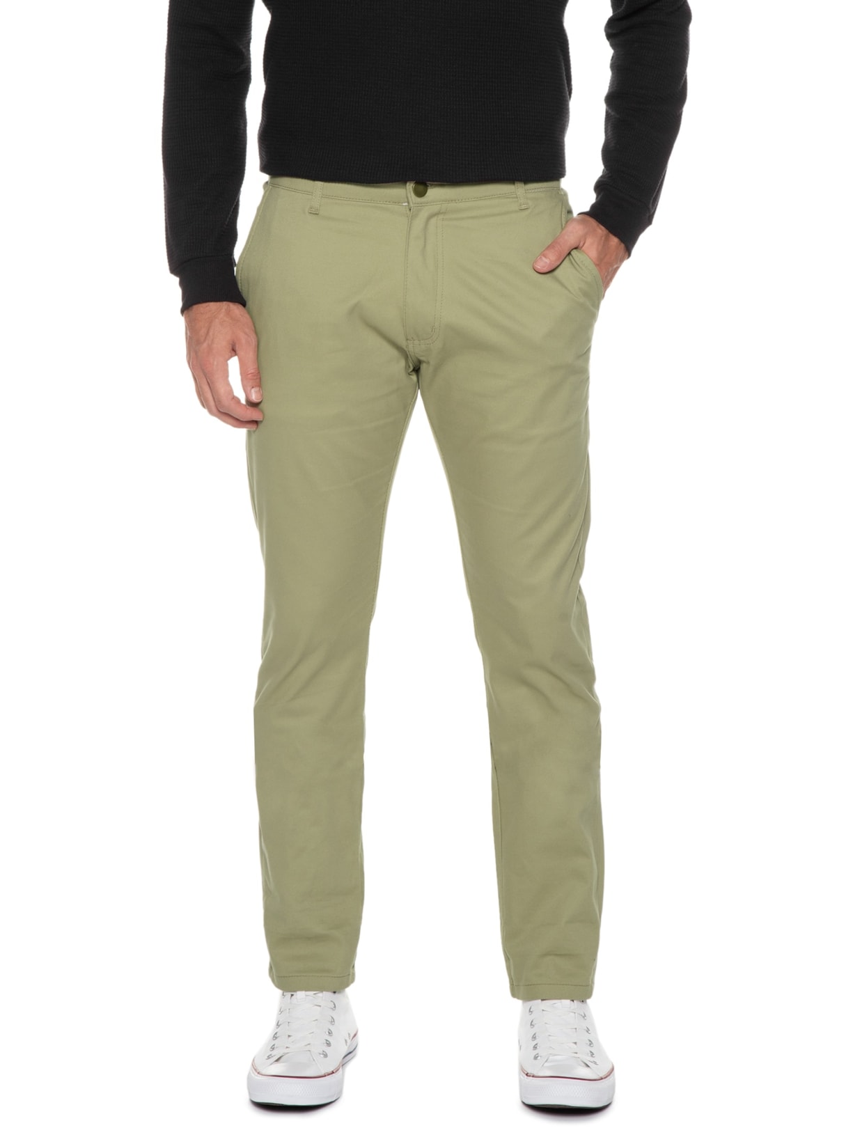 Calça Masculina Reta Color Bege Basiq Men