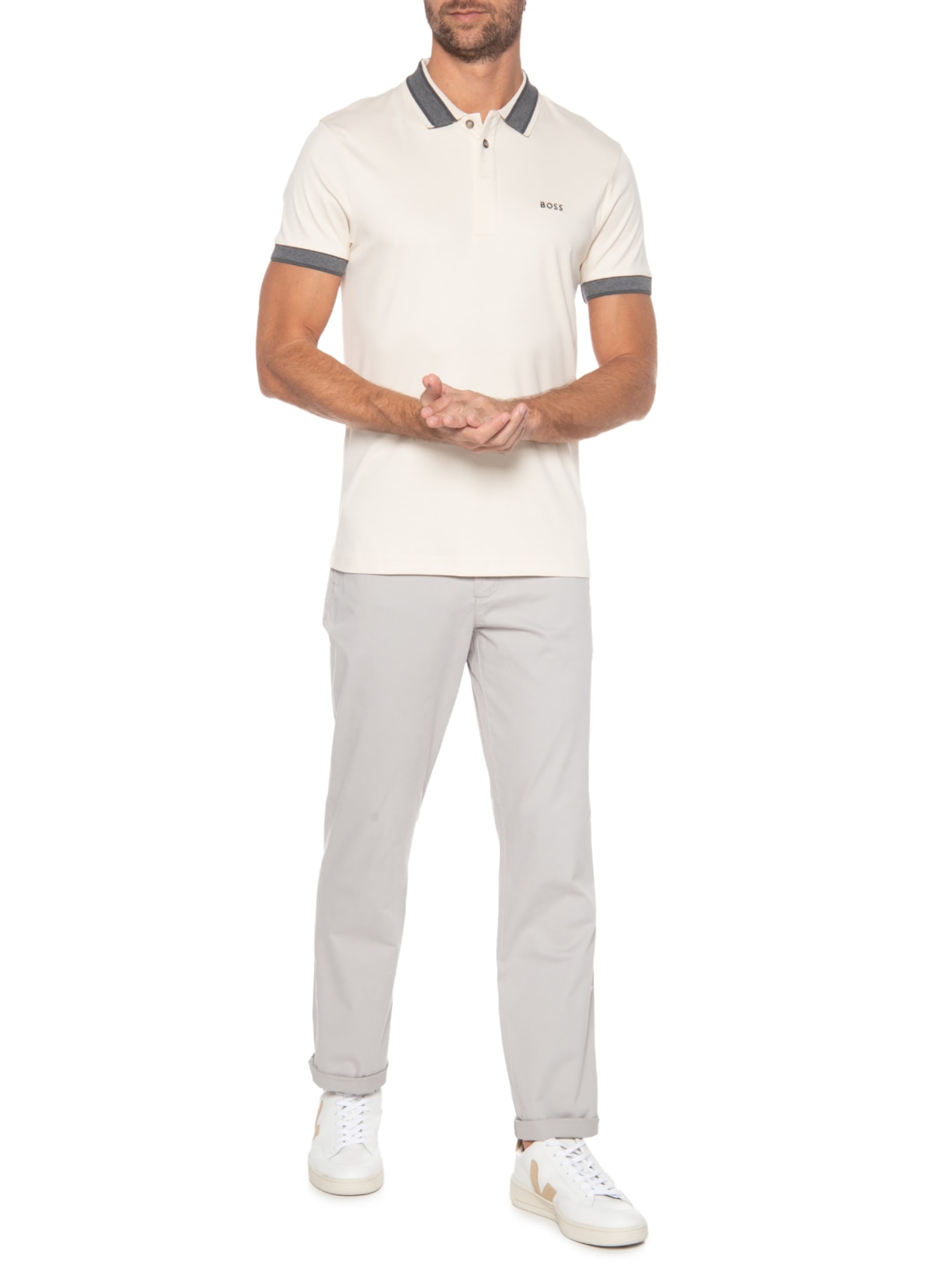 Calça Masculina Reta Custom Fit Chino Pant Cinza Tommy Hilfiger