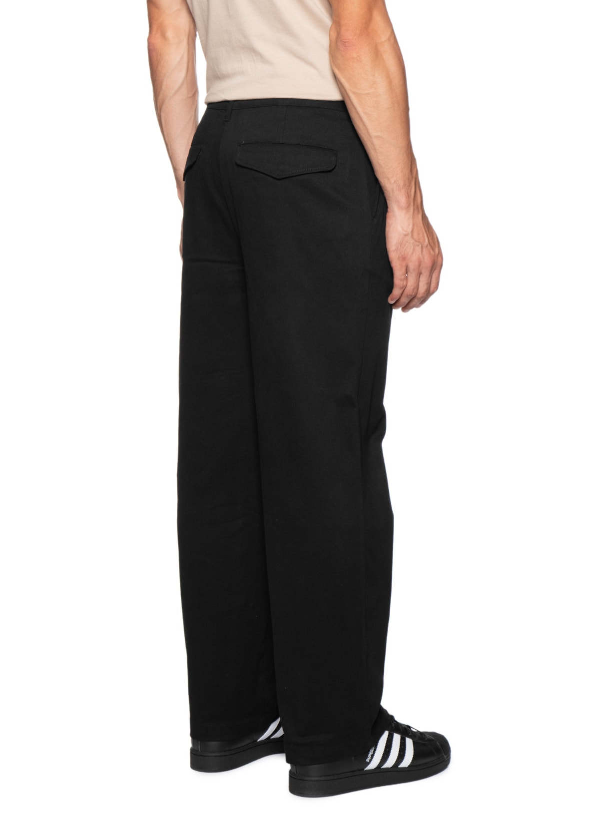 Calça Masculina Reta De Sarja Com Pregas Preto Hering