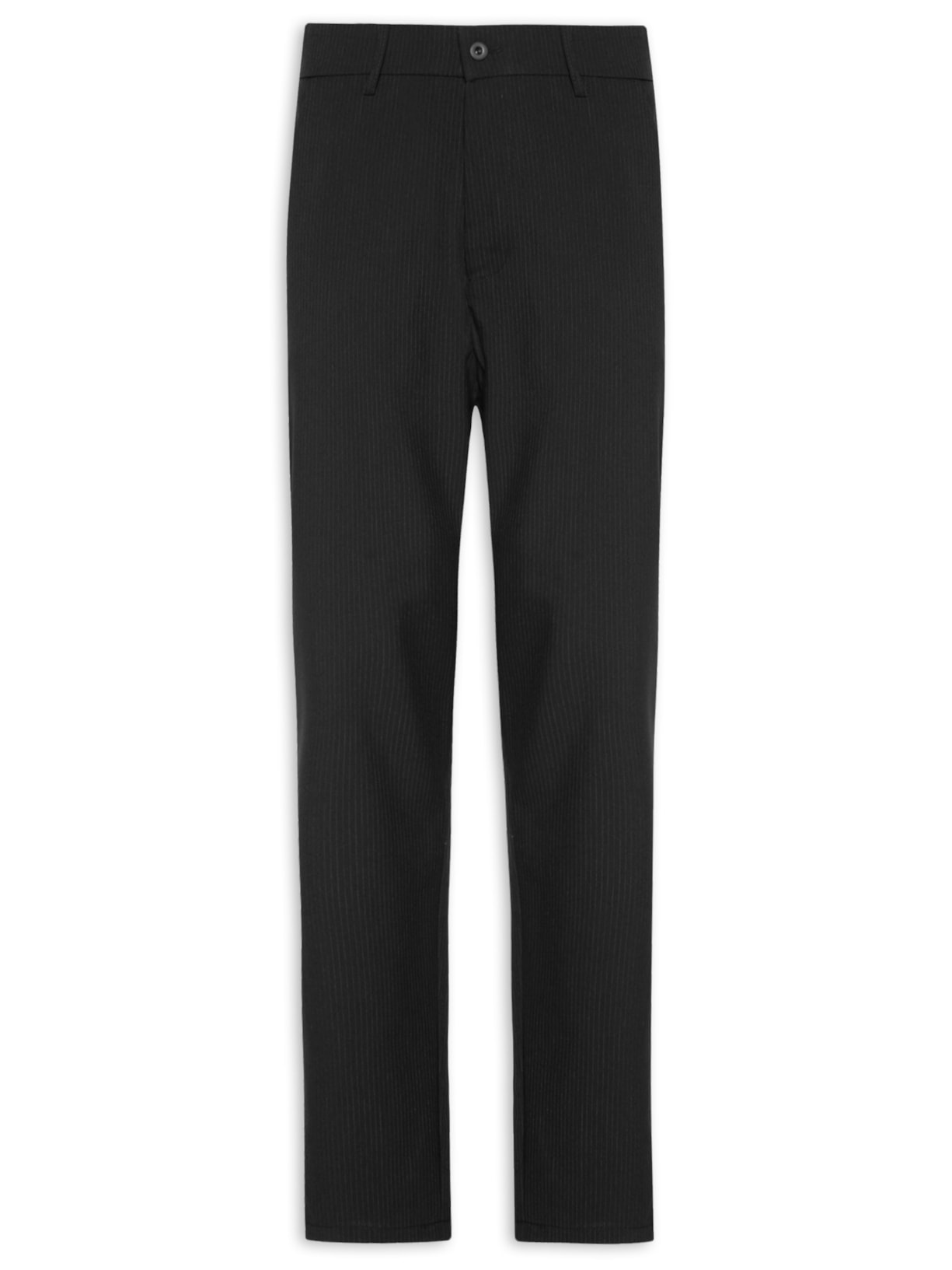 Calça Masculina Reta Em Alfaiataria Listras - Preto