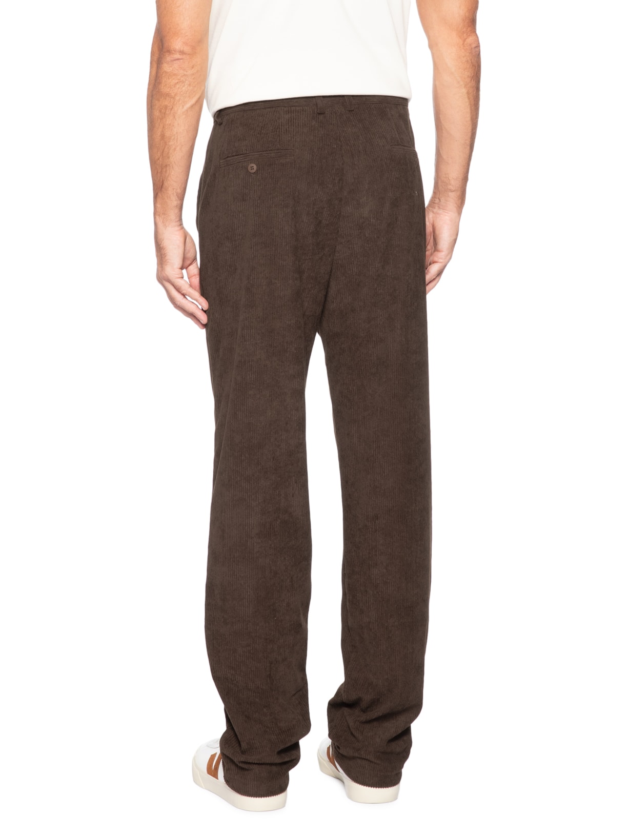 Calça Masculina Reta Em Cotelê Marrom Basiq Men