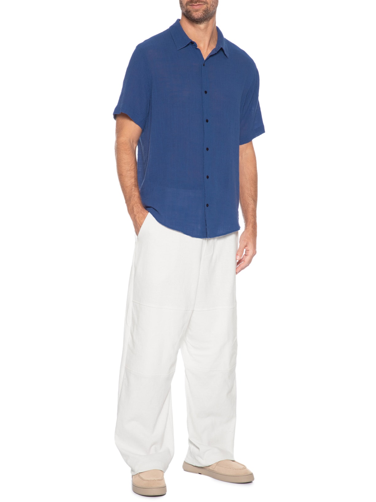 Calça Masculina Reta Over Eco Fabric Off White Osklen