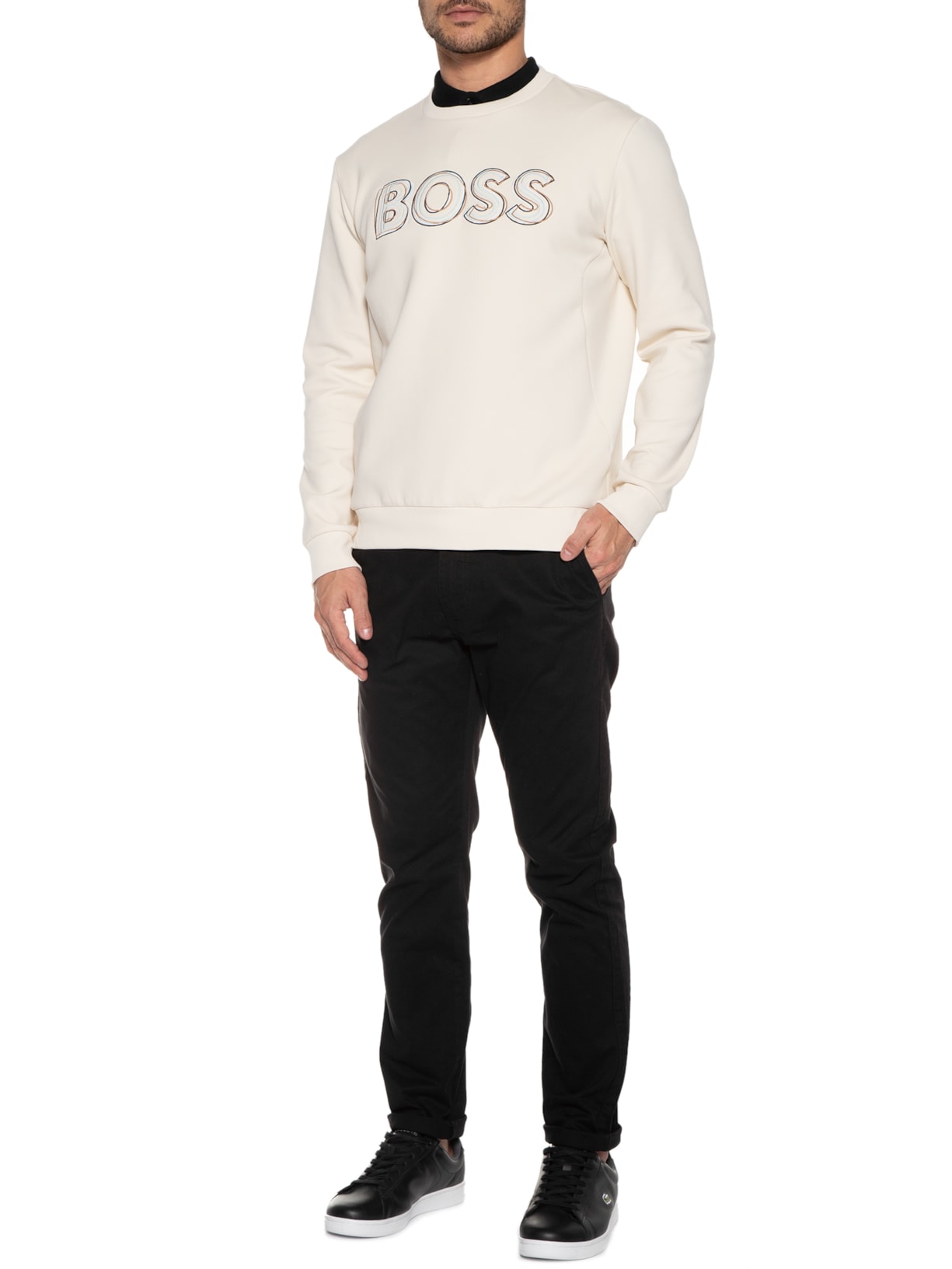 Calça Masculina Reta Sarja Preto '2 Essential