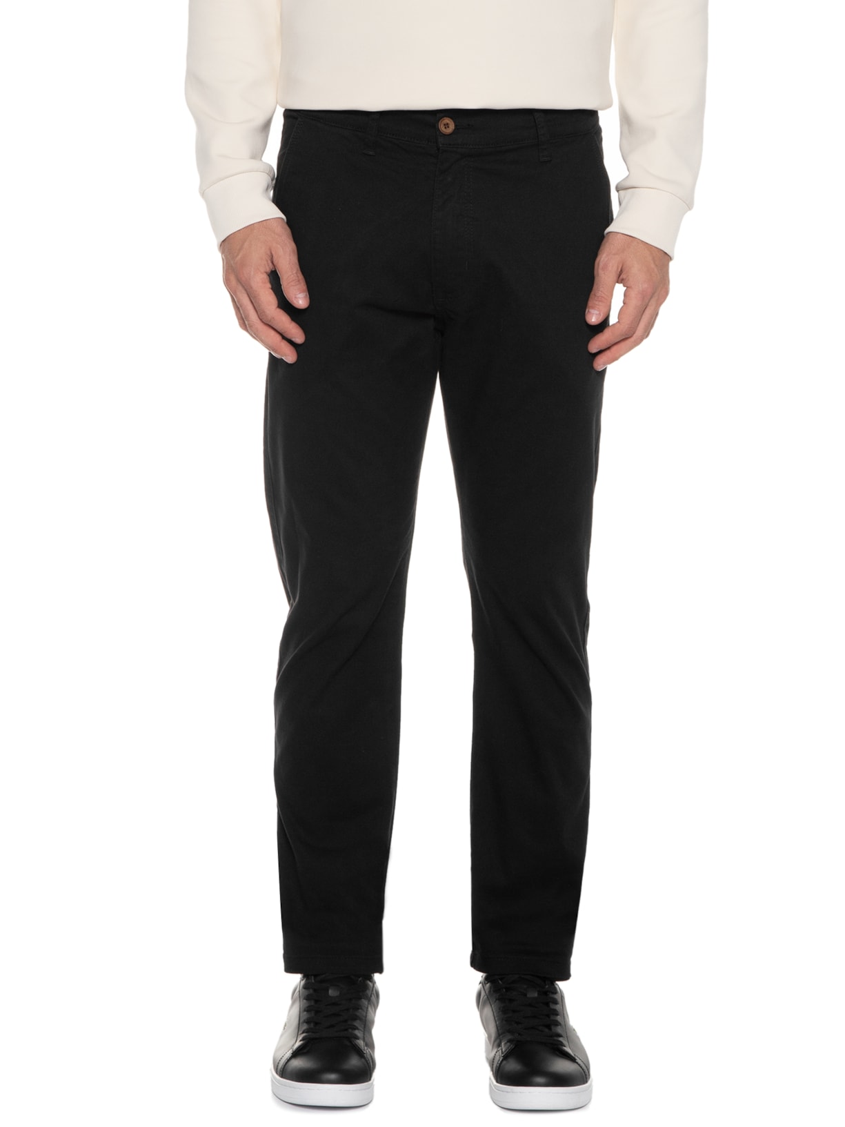 Calça Masculina Reta Sarja Preto '2 Essential