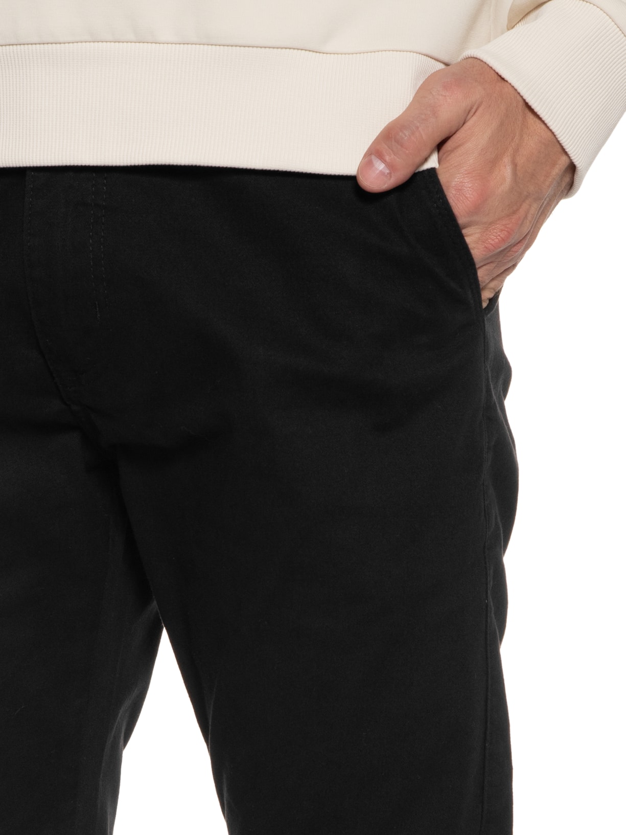 Calça Masculina Reta Sarja Preto '2 Essential