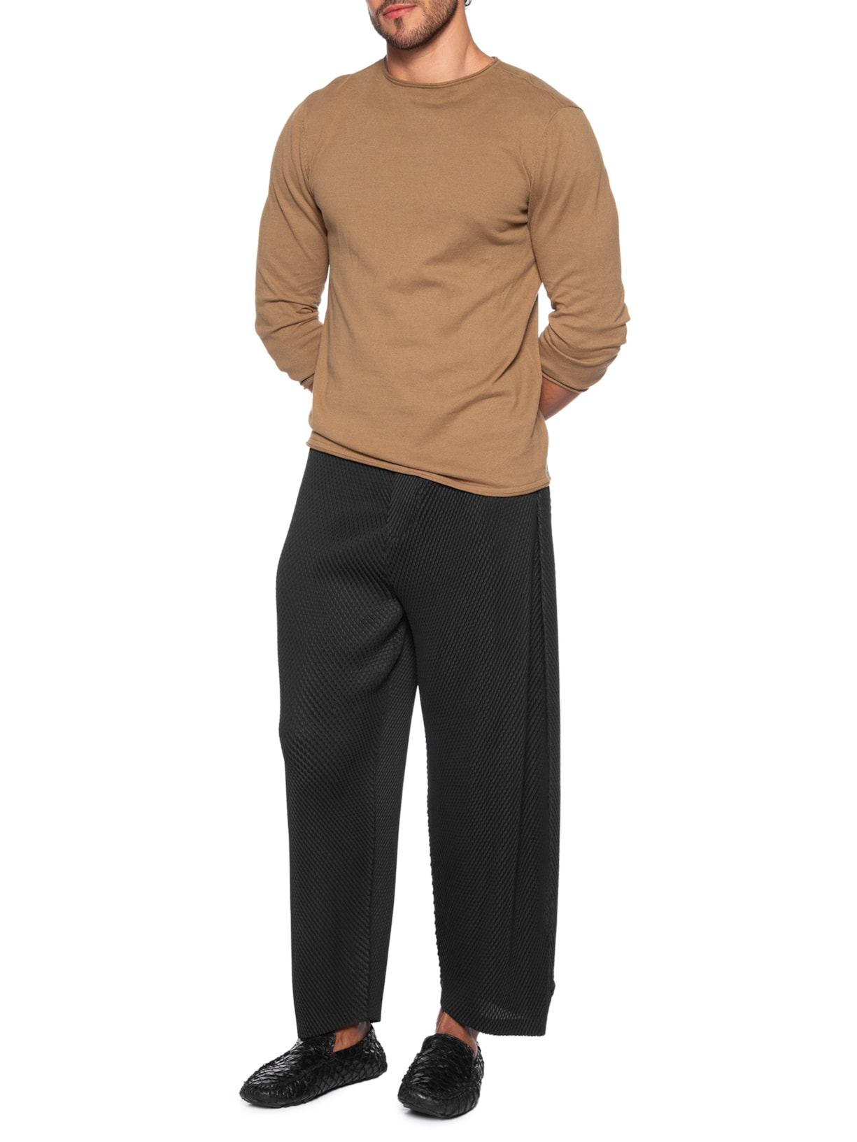 Calça Masculina Reta Tokyo Pleats – Preto Osklen