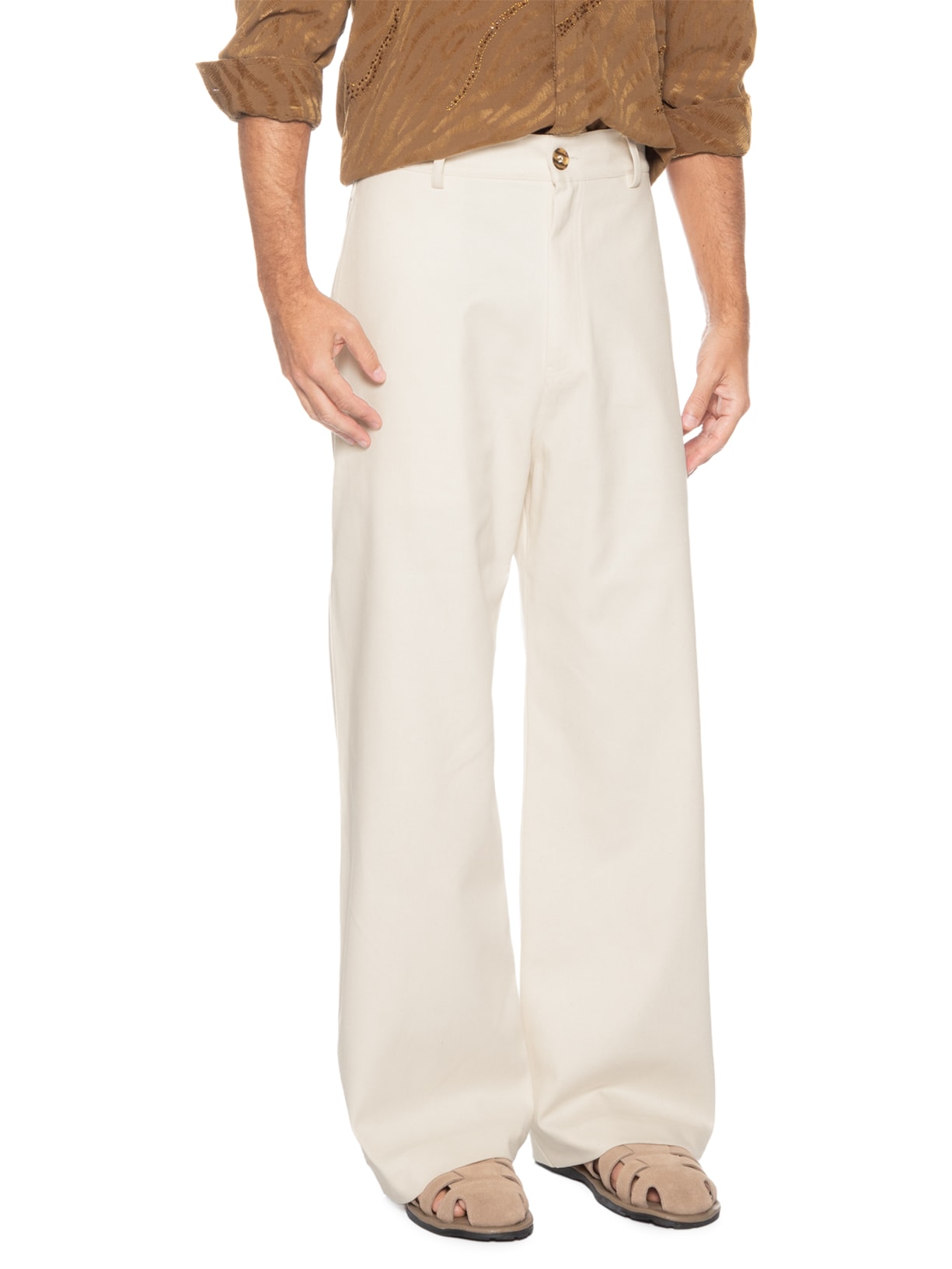Calça Masculina Sarja Ampla Branco Handred