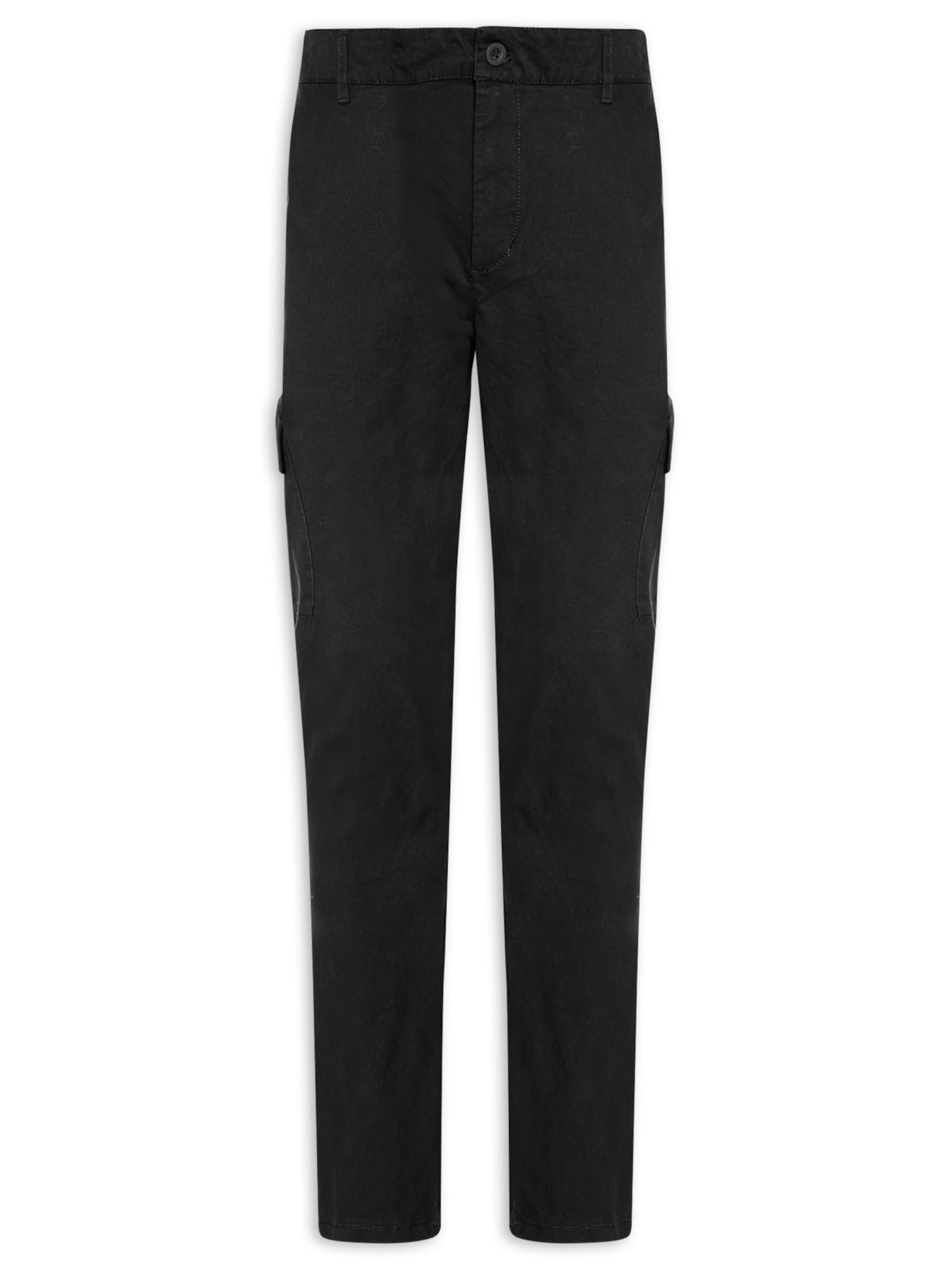 Calça Masculina Sarja Bolso Cargo Preto Basiq Men