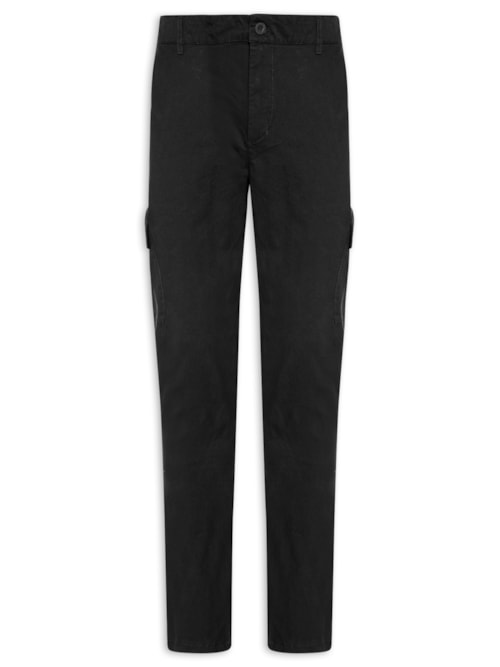 Calça Masculina Sarja Bolso Cargo - Preto