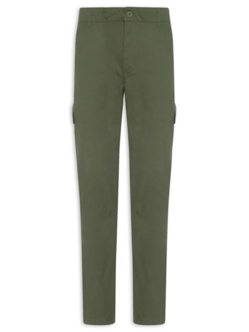 Calça Masculina Sarja Bolso Cargo - Verde