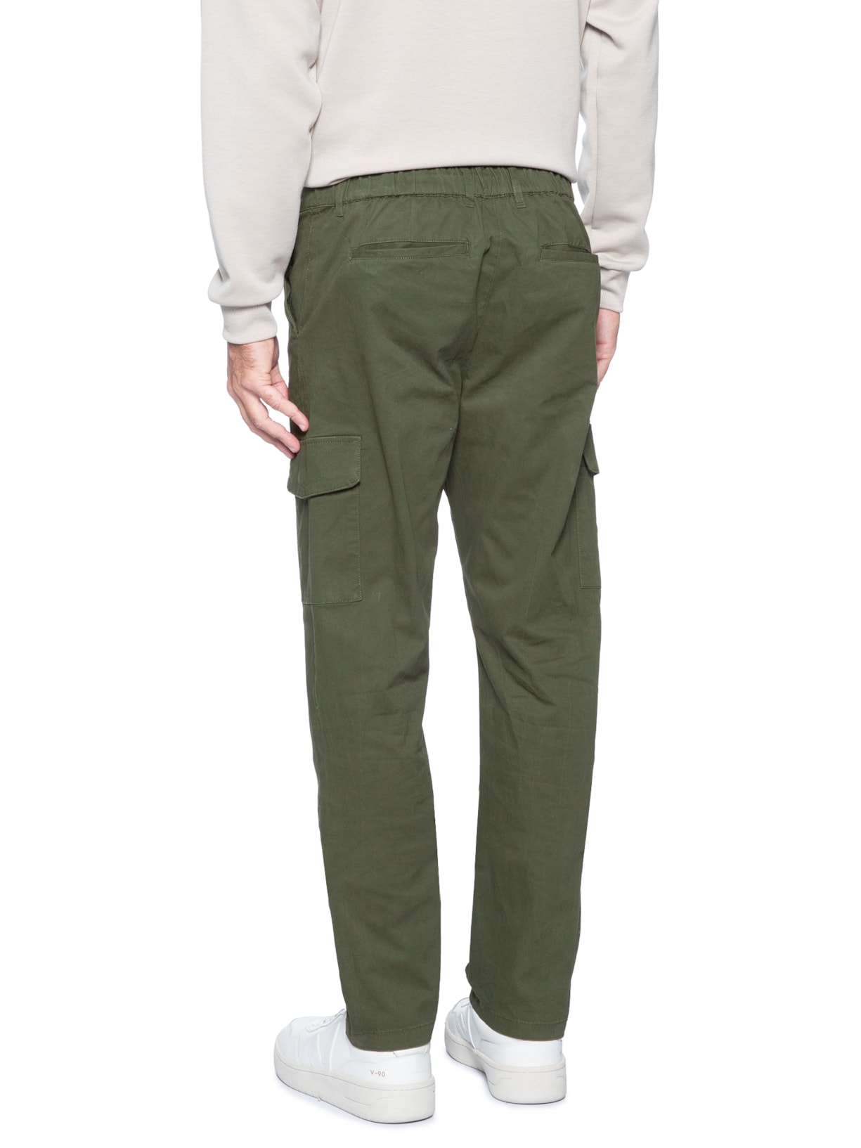 Calça Masculina Sarja Bolso Cargo Verde Basiq Men