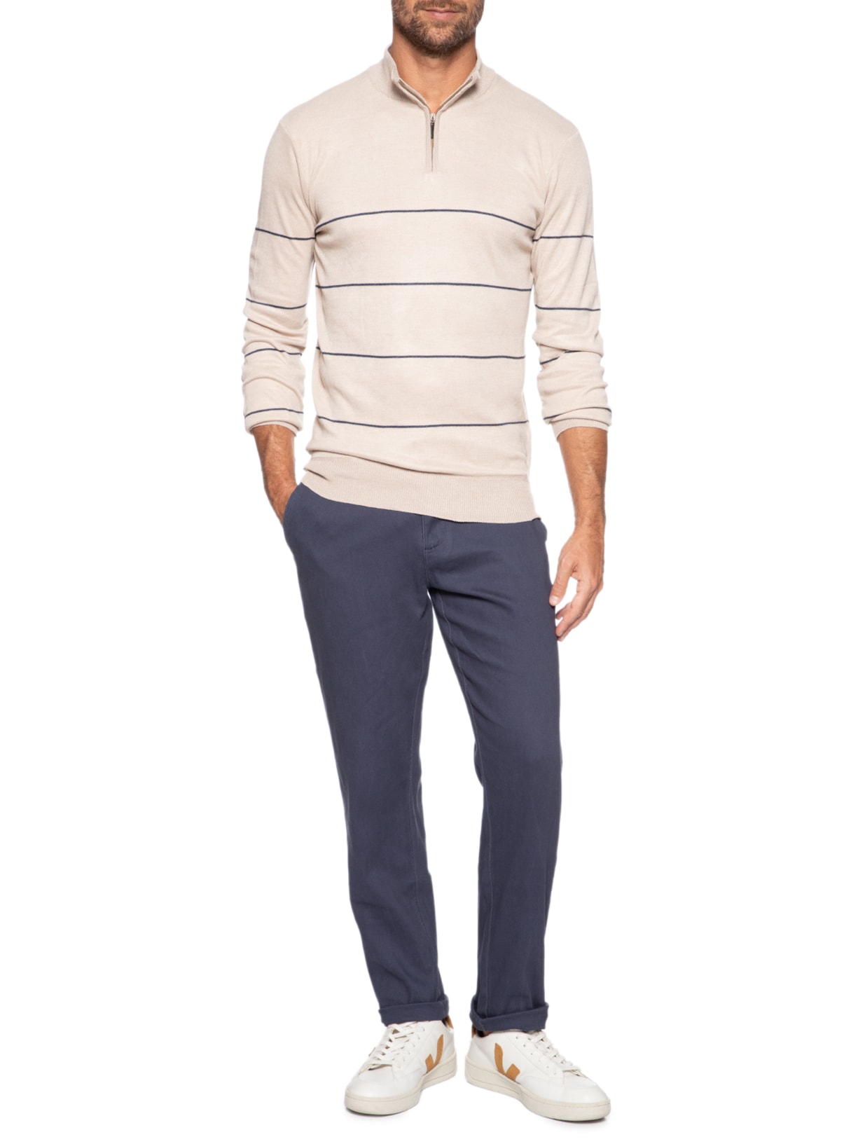 Calça Masculina Sarja Chino Azul '2 Essential