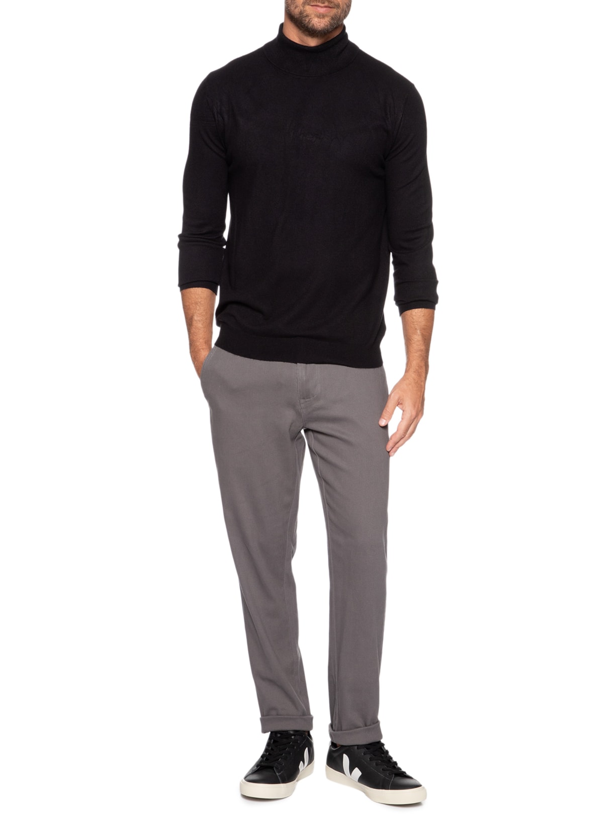 Calça Masculina Sarja Chino Cinza '2 Essential