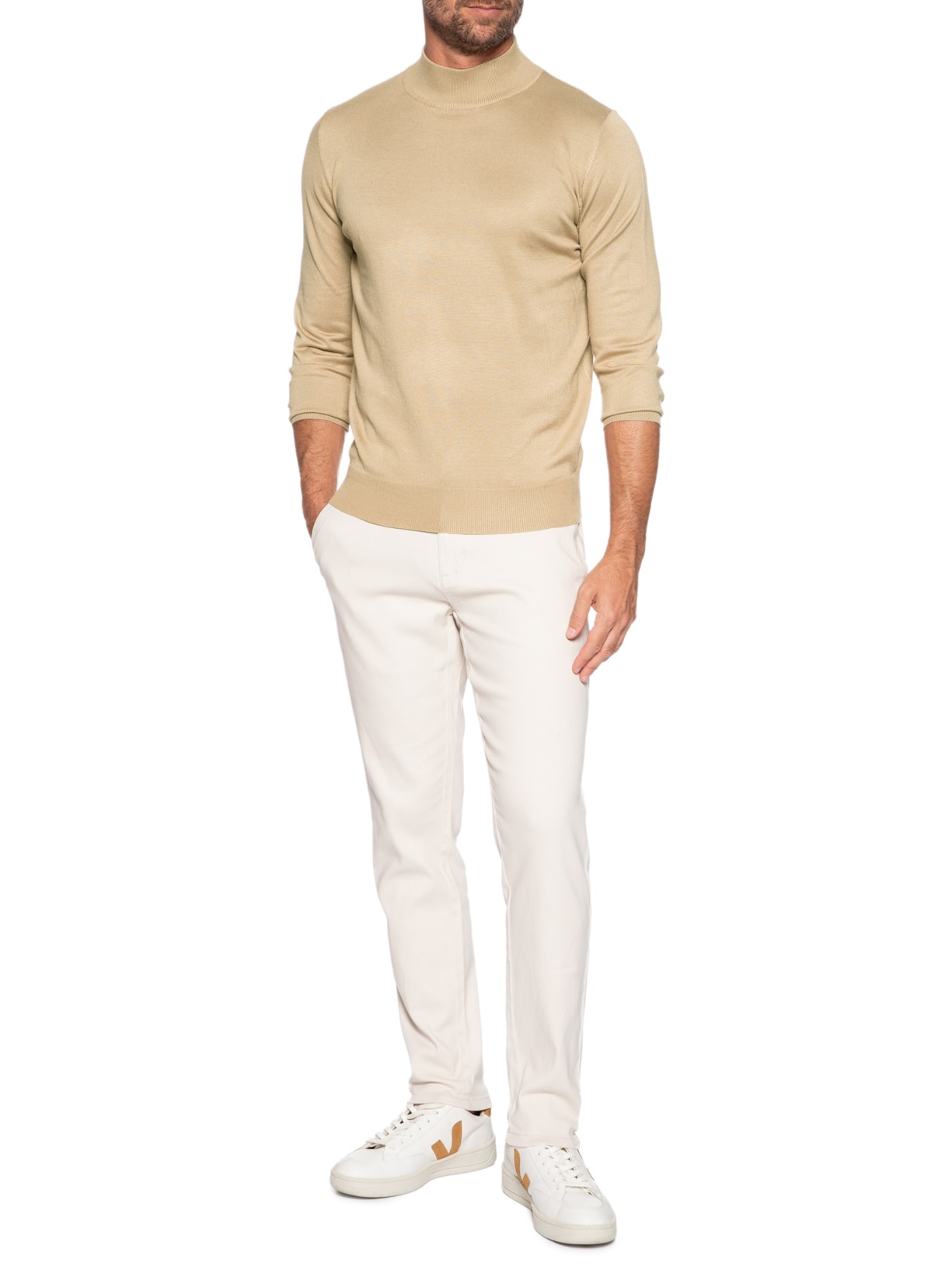 Calça Masculina Sarja Chino Off White '2 Essential