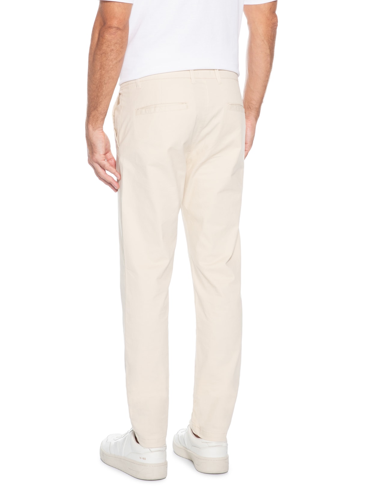 Calça Masculina Sarja Color Reta Bege Basiq Men
