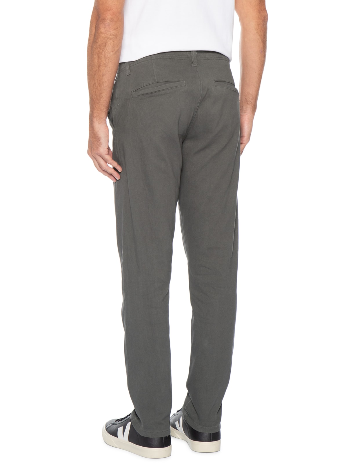 Calça Masculina Sarja Color Reta Cinza Basiq Men