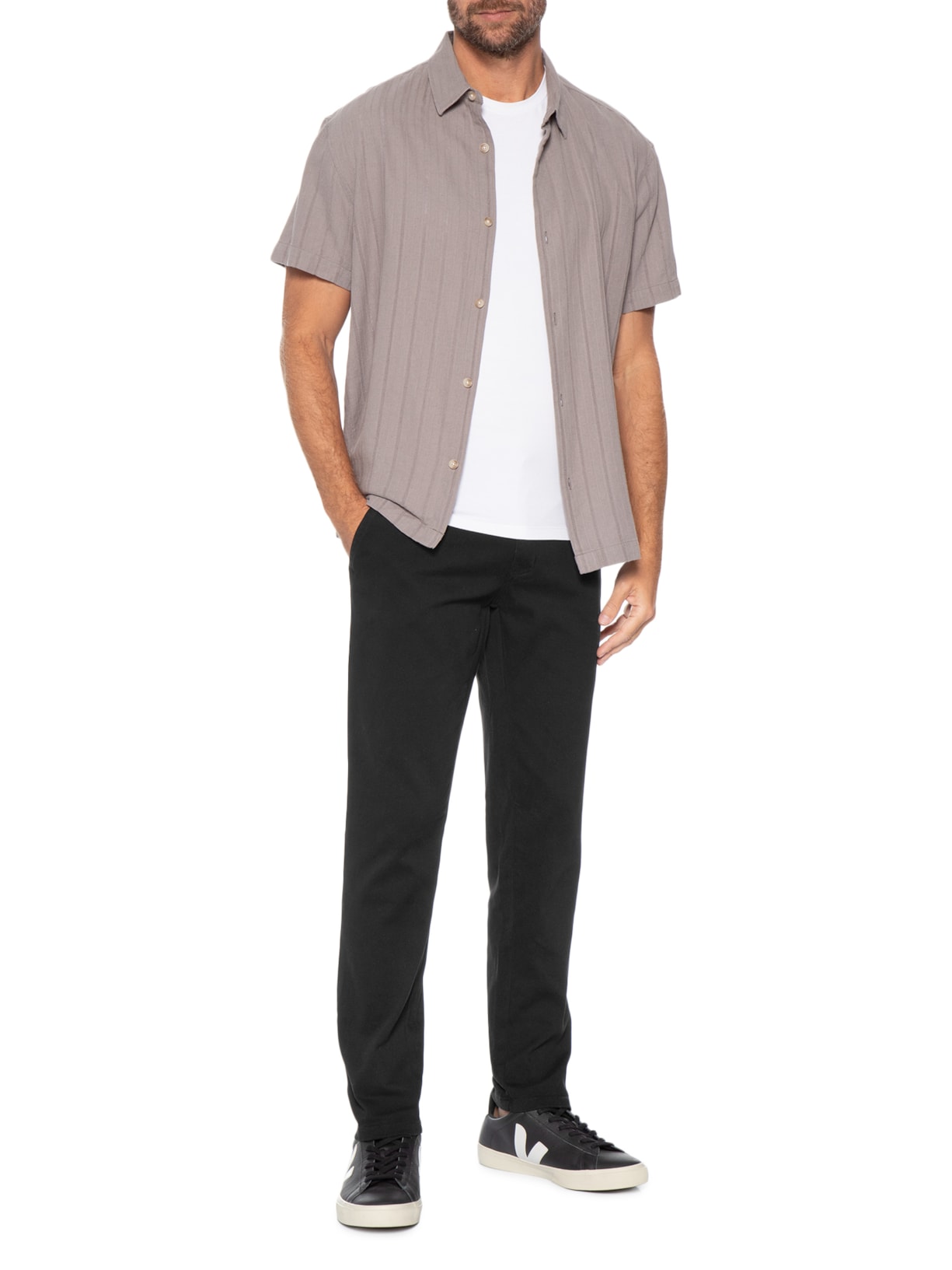 Calça Masculina Sarja Color Reta Preto Basiq Men