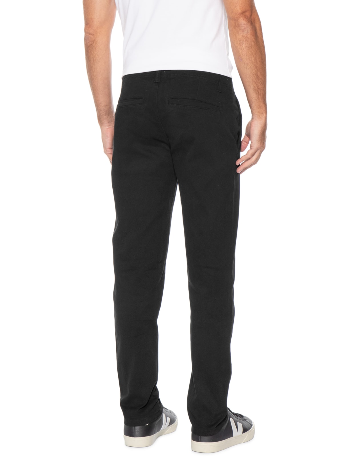 Calça Masculina Sarja Color Reta Preto Basiq Men