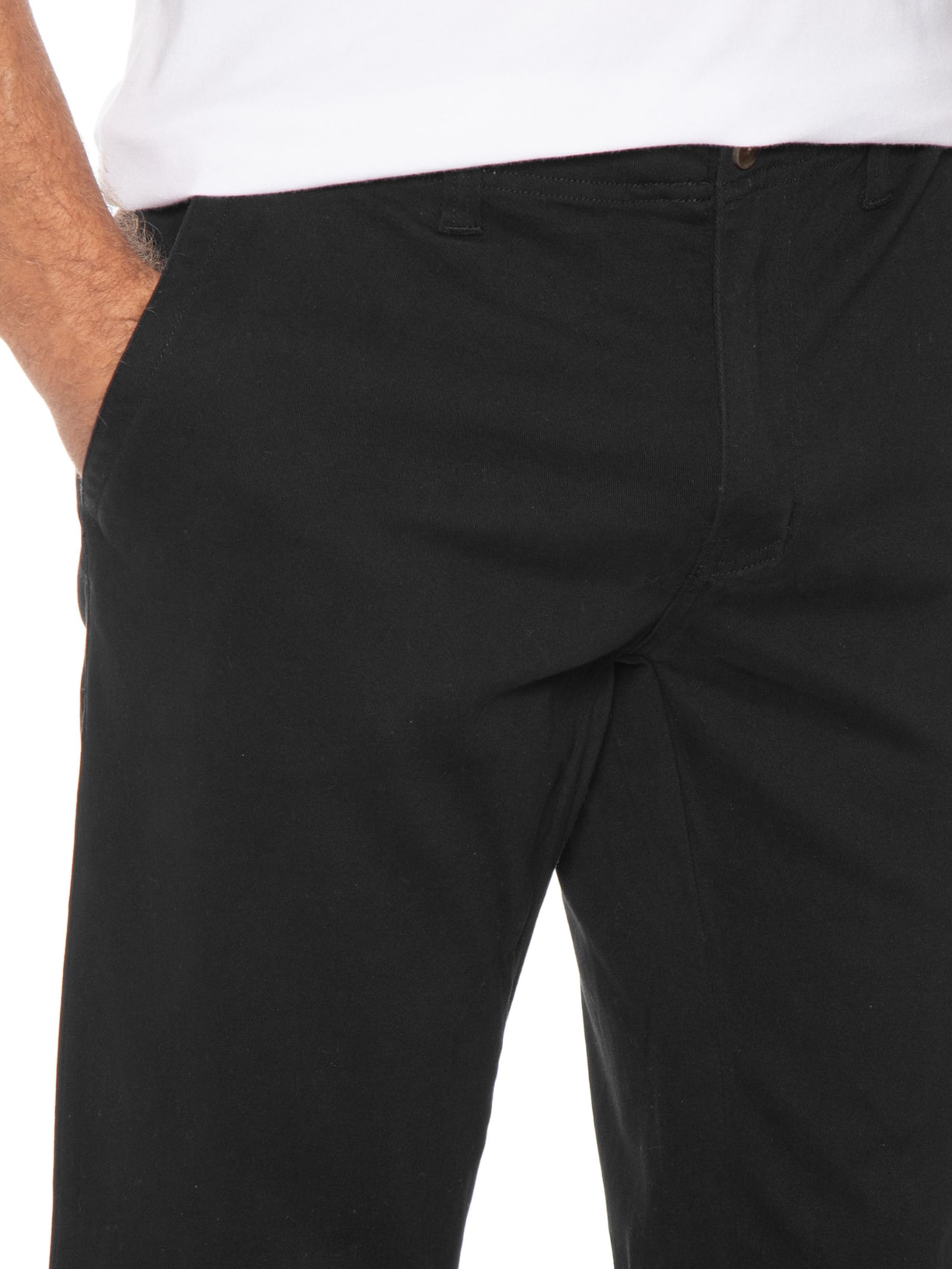 Calça Masculina Sarja Color Reta Preto Basiq Men