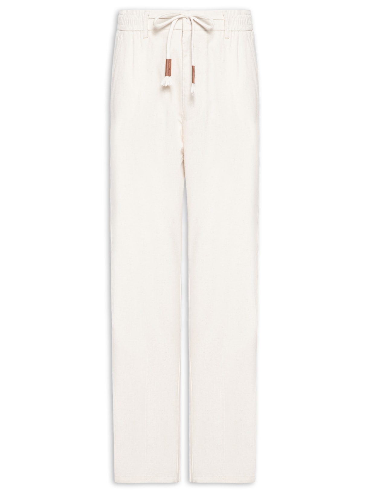 Calça Masculina Sarja Cós Elástico Cordão Slim - Off White