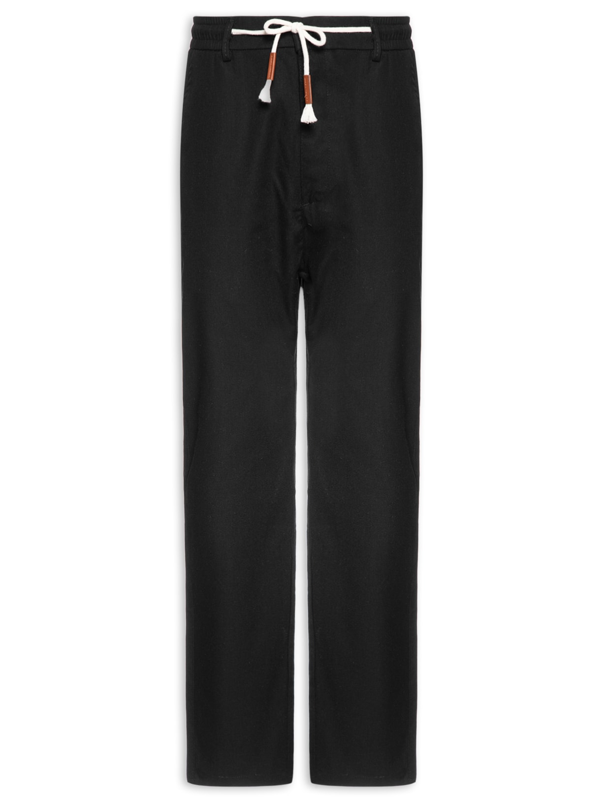 Calça Masculina Sarja Cós Elástico Cordão Slim - Preto